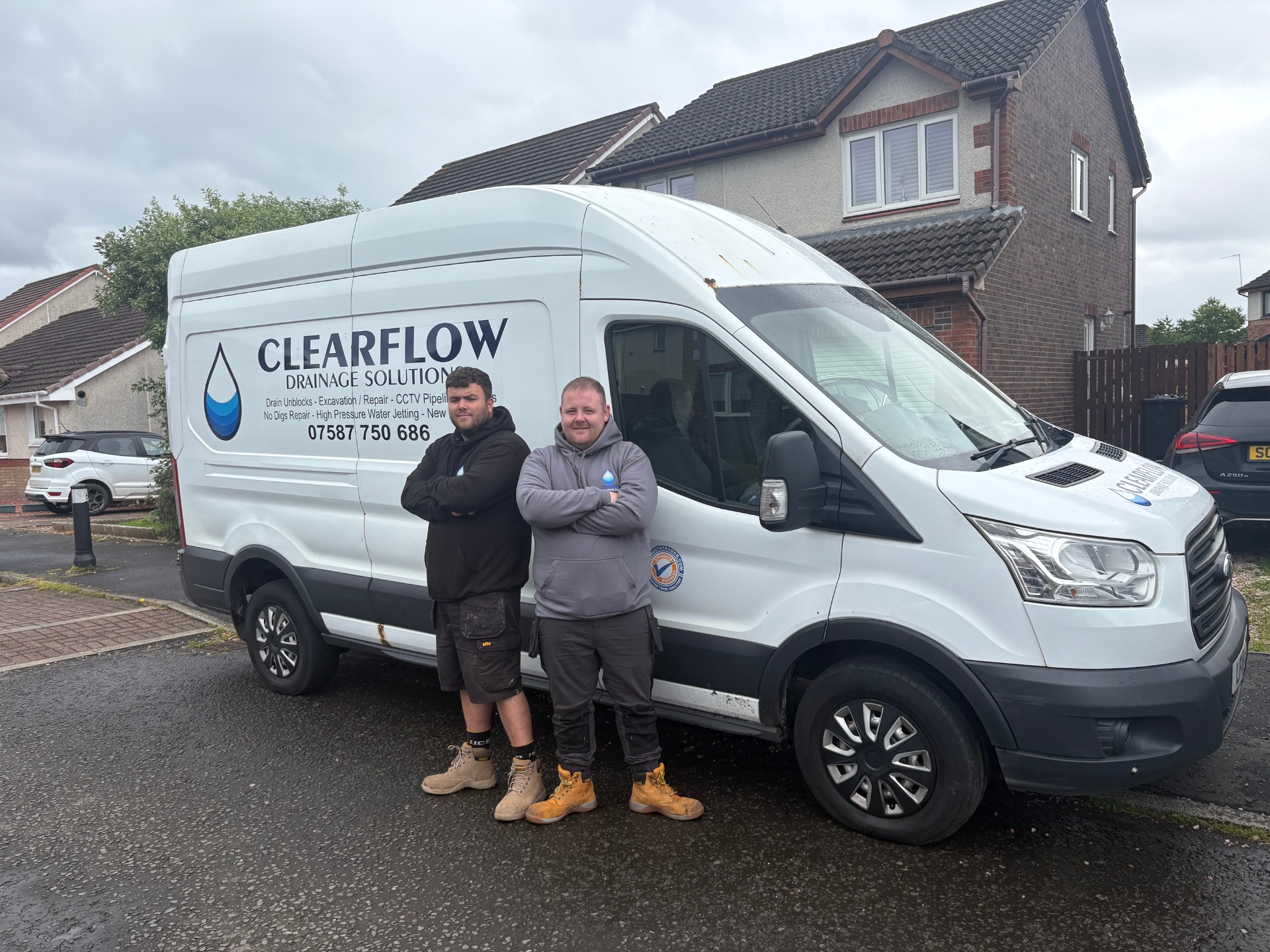 ClearFlow team and van for Drain Cleaning in Glasgow